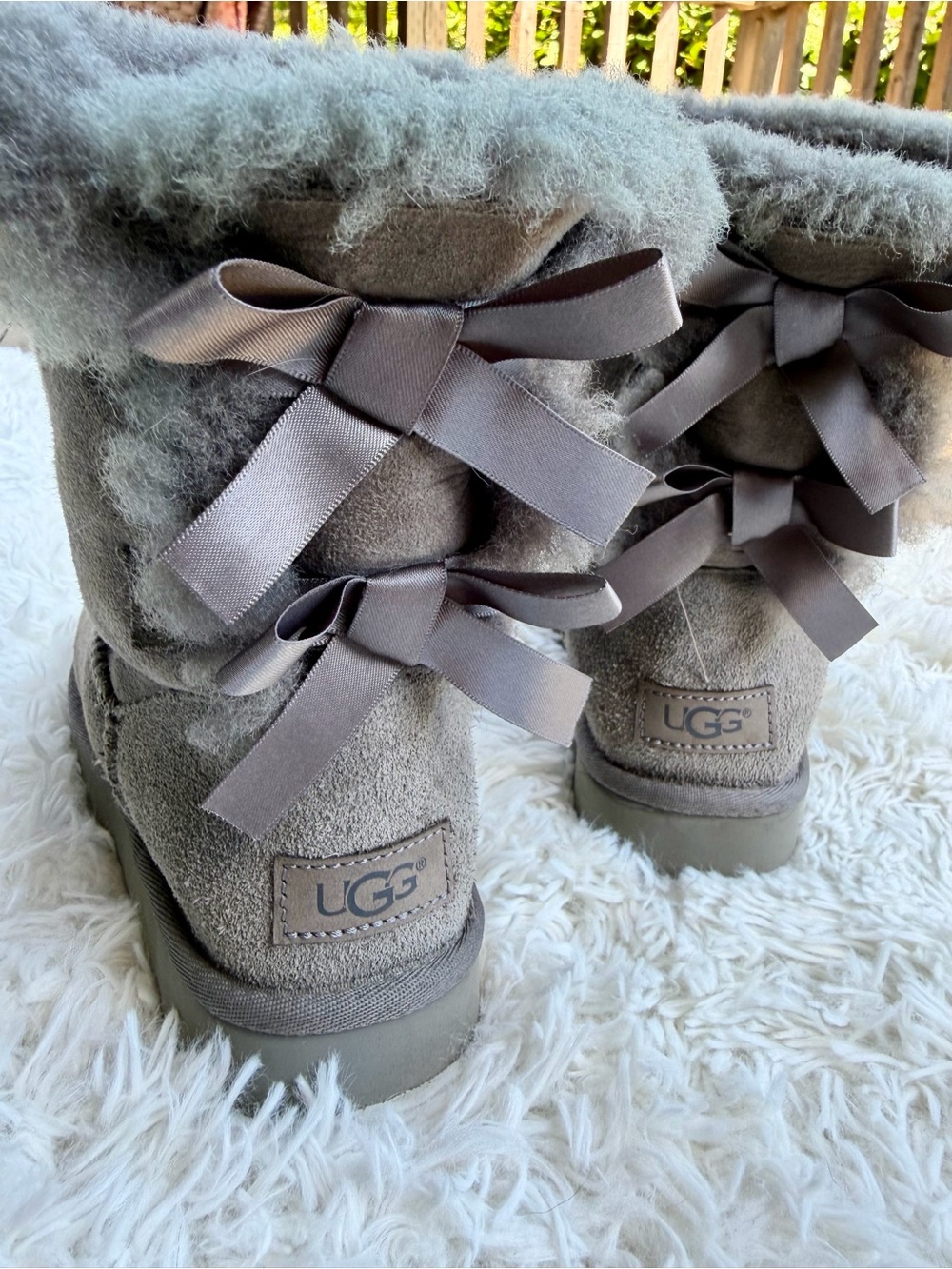 UGG Women’s Bailey Bow II Suede Boots - Gray Women’s Size 5